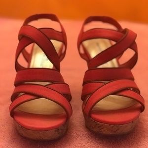 Women's Faux Cork Coral Wedges